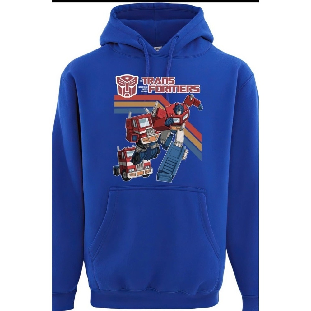Transformers‎ Hasbro 80's Pullover Hoodie, Blue Sweatshirt Unisex 2XL